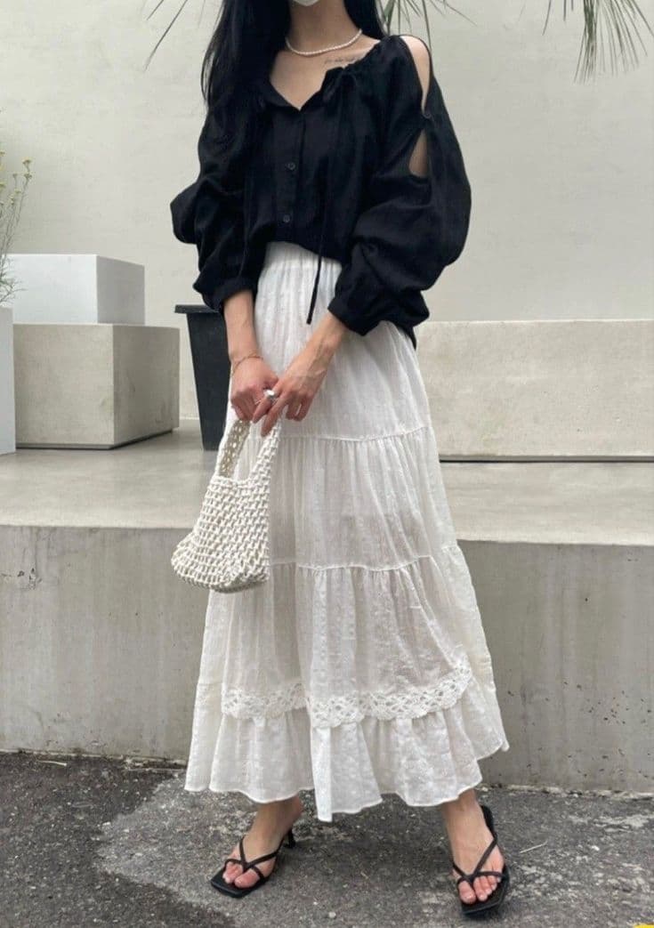 Flowy tiered skirt, styled for summer